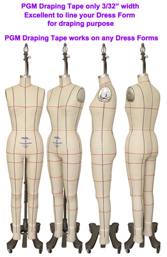 Line up your half body dress form and full body dress form by PGM Professional Draping Tape